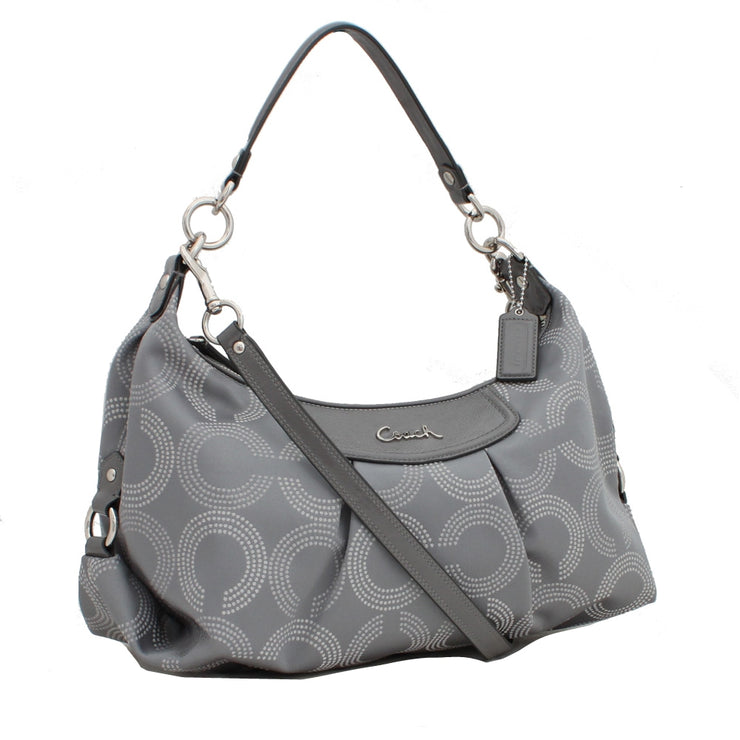 Coach Ashley Dotted Op Art Convertible Hobo Bag- Grey