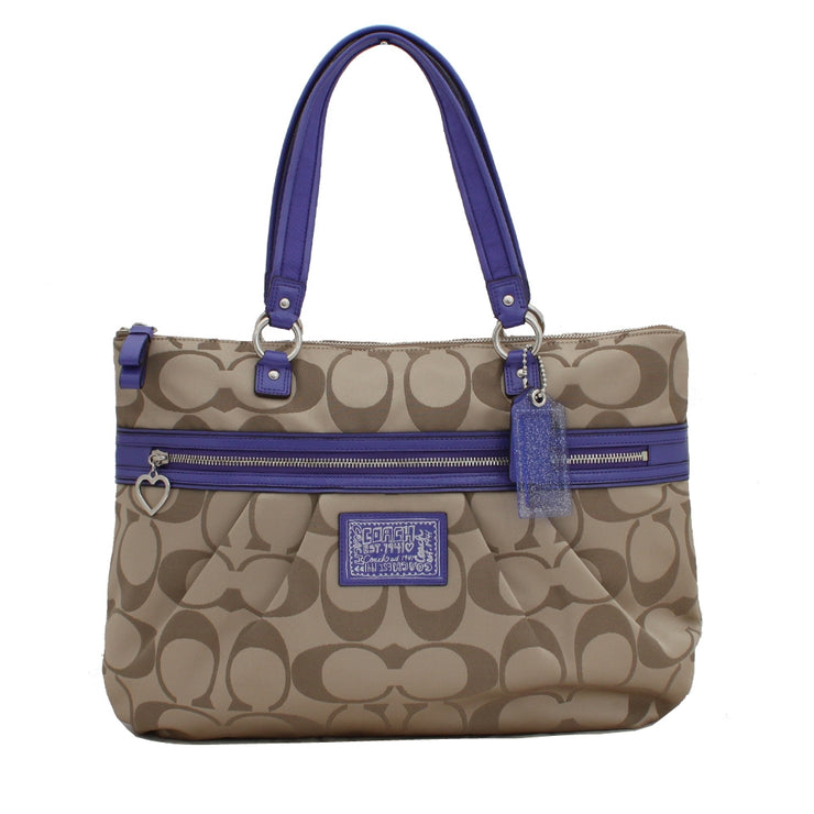 Coach Daisy Signature Shoulder Tote Bag- Khaki Violet