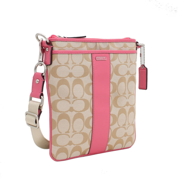 Coach Signature Swingpack Crossbody Bag- Khaki Pink