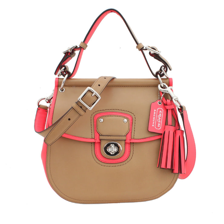 Coach Legacy Archival Two Tone Leather Willis Convertible Bag- Sand