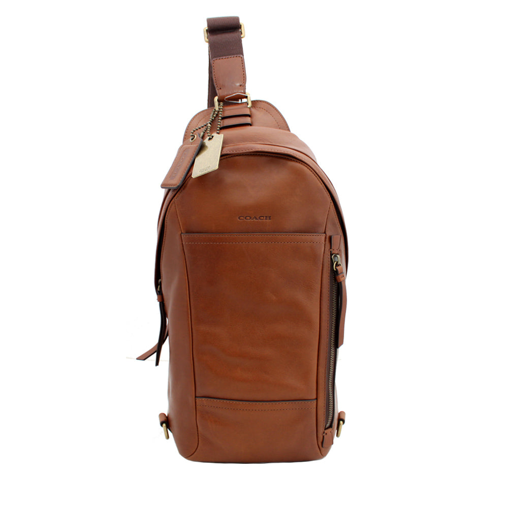 coach bleecker backpack fawn Coach Bleecker Leather Men's Sling Pack Bag- Fawn