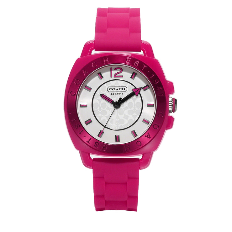 Coach Watch 14501354 Pink Silicon with Round White Dial Ladies Watch