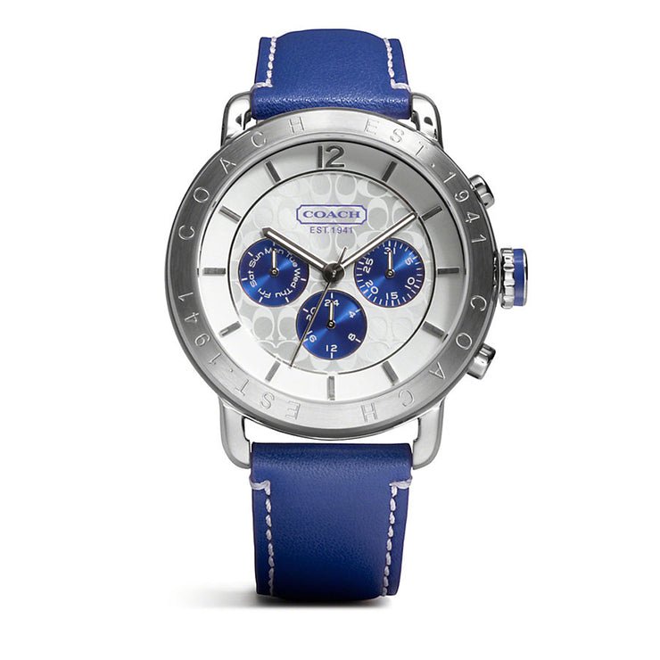 Coach Watch 14501652- Navy Leather Legacy Chronograph Ladies Watch