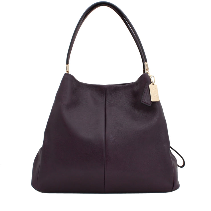 Coach Bag 26224 Madison Small Phoebe Shoulder Leather Bag- Black Violet