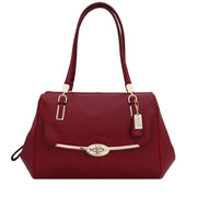 Coach Bag 25169 Madison Small Madeline East West Leather Satchel Bag- Scarlet