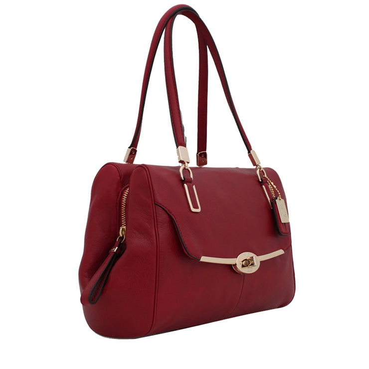 Coach Bag 25169 Madison Small Madeline East West Leather Satchel Bag- Scarlet