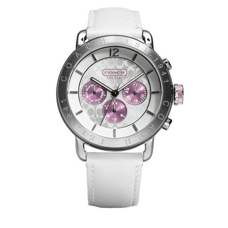 Coach Watch 14501650 Legacy White Leather Chronograph Round Dial Ladies Watch