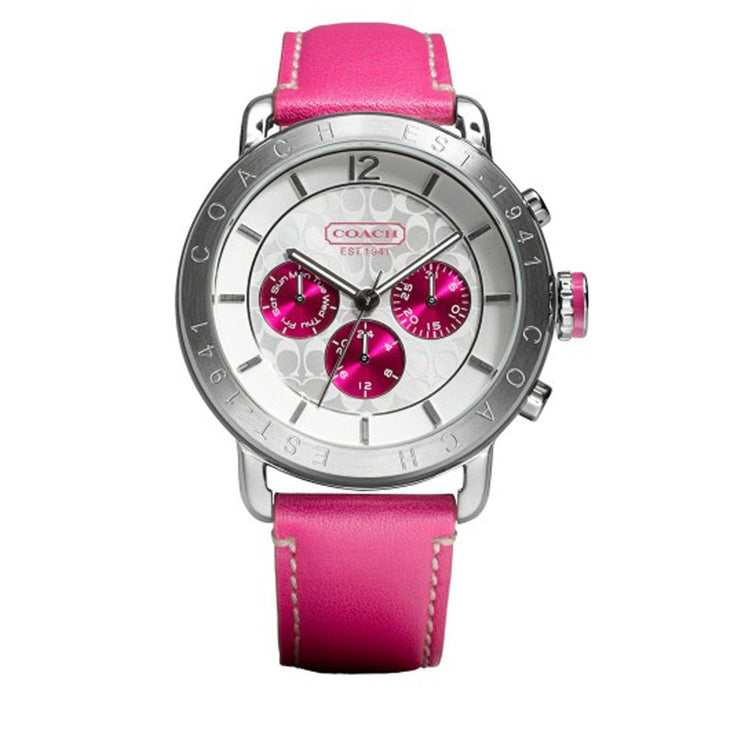 Coach Watch 14501651 Legacy Pink Leather Chronograph Round Dial Ladies Watch