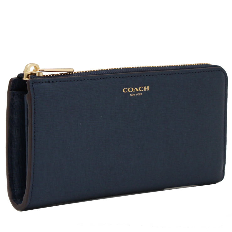 Coach 50923 Slim Zip Wallet in Saffiano Leather- Navy