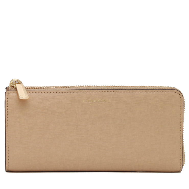 Coach 50923 Slim Zip Wallet in Saffiano Leather- Tan