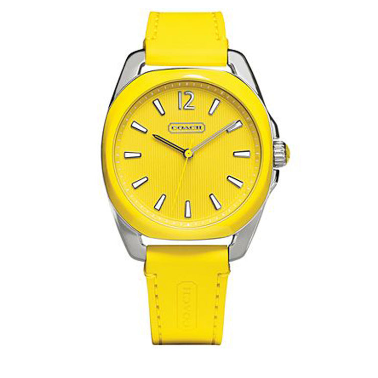 Coach Watch 14501920- Yellow Silicon Round Dial Ladies Watch