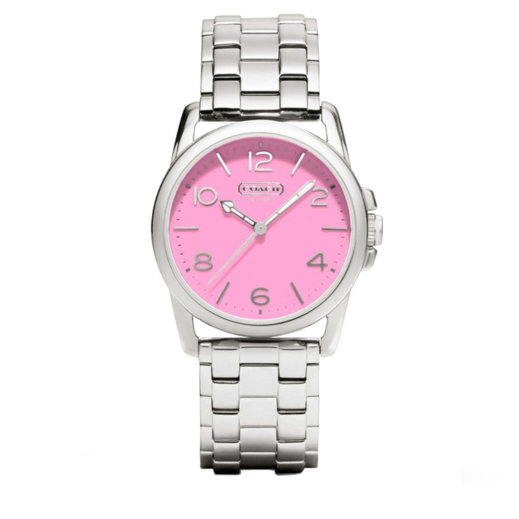 Coach Watch 14501832- Silver Stainless Steel Pink Round Dial Ladies Watch