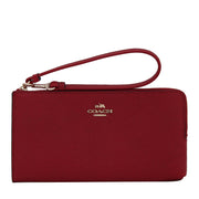 Coach 52549B Embossed Textured Leather Zippy Wallet- Red Currant