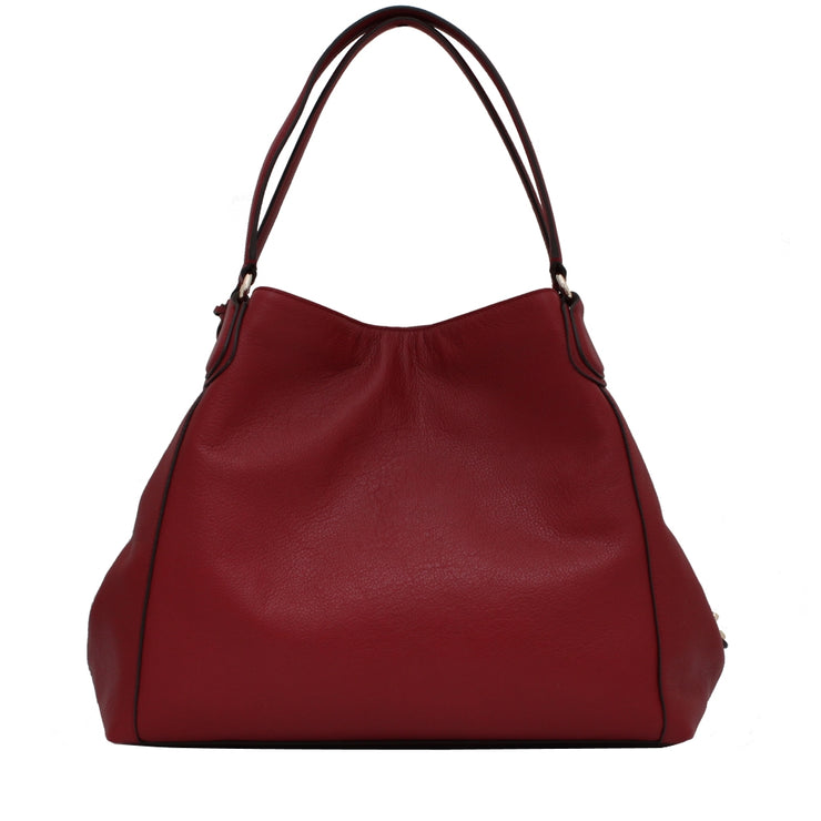 Coach 33547 Edie Shoulder Bag in Pebbled Leather- Red Currant