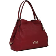 Coach 33547 Edie Shoulder Bag in Pebbled Leather- Red Currant