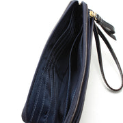 Coach 49935 Textured Patent Leather Double Zip Wallet Wristlet- Navy