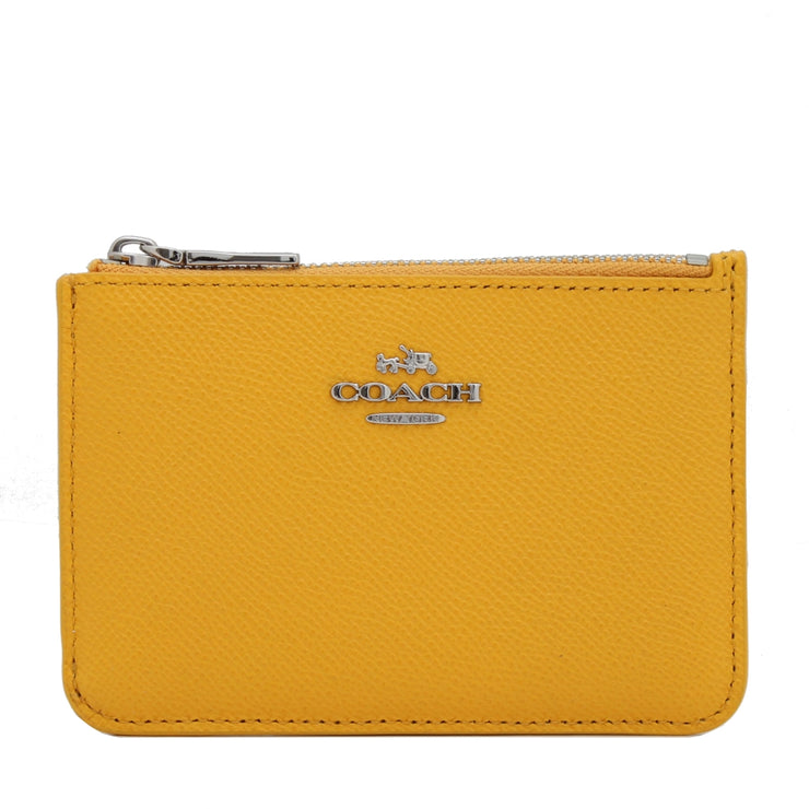 Coach 64732 Key Pouch in Crossgrain Leather- Banana