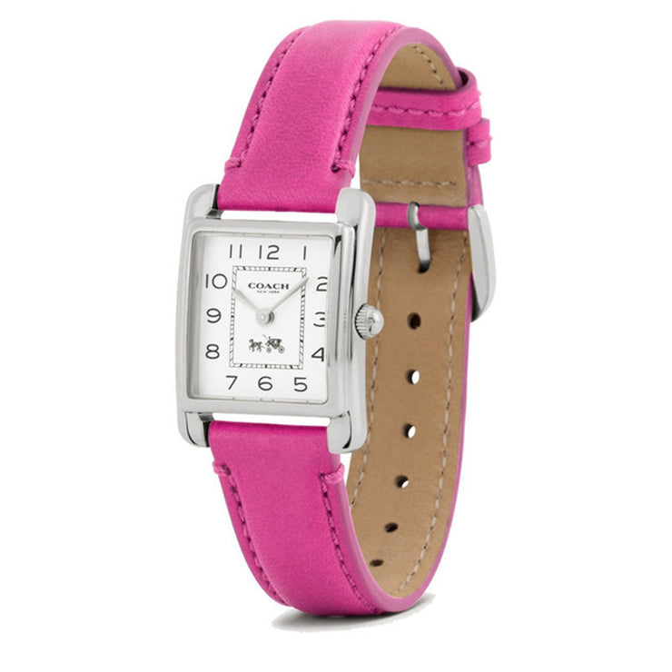 Coach Watch 14502020- Pink Leather Square White Dial Ladies Watch
