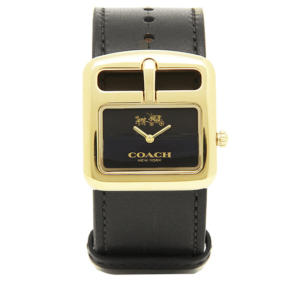 Coach Watch 14502335- Duffle Buckle Black Leather Ladies Watch