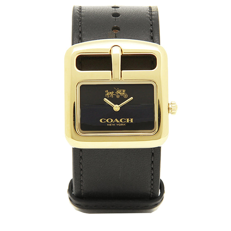 Coach Watch 14502335- Duffle Buckle Black Leather Ladies Watch