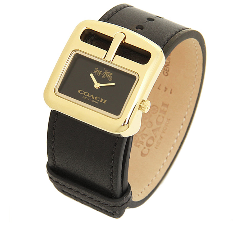 Coach Watch 14502335- Duffle Buckle Black Leather Ladies Watch