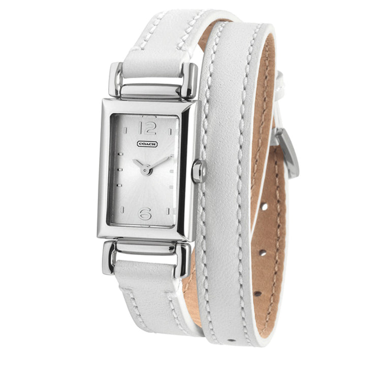 Coach Watch 14501598- White Leather Double Strap Ladies Watch