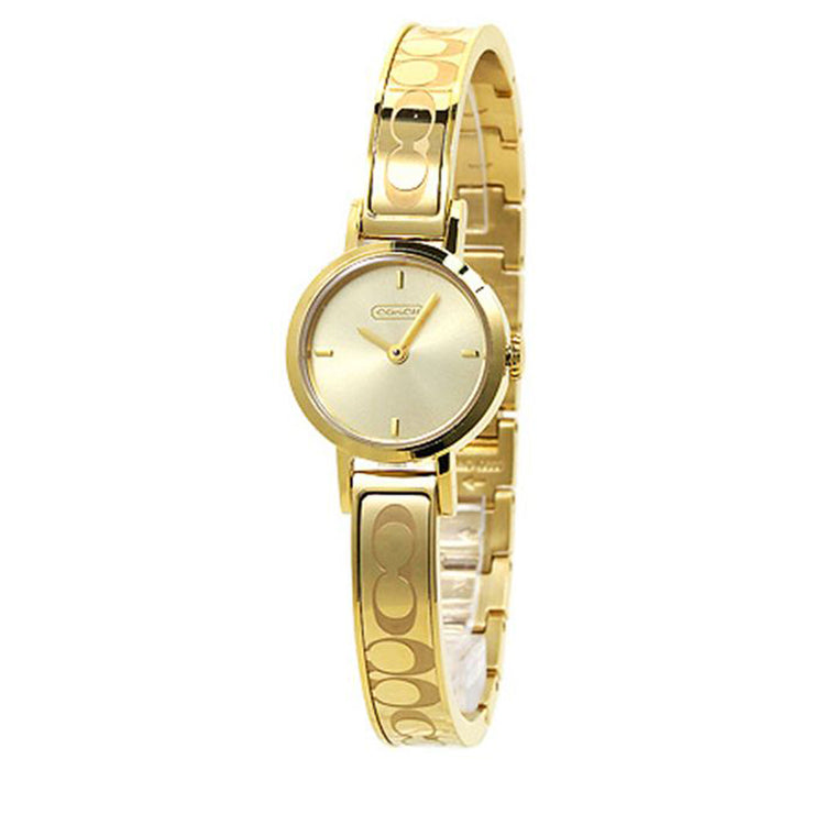 Coach Watch 14501439- Signature Gold Stainless Steel Bangle with Round Dial Ladies Watch