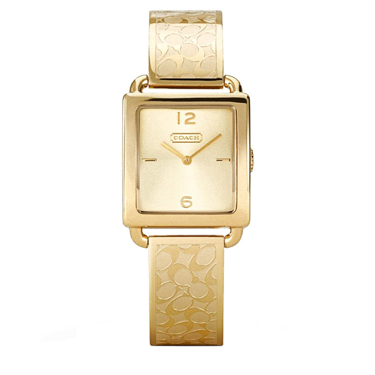 Coach Watch 14501732- Signature Gold Stainless Steel Bangle with Rectangular Dial Ladies Watch