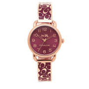 Coach Watch 14502375- Delancey Signature Bangle Round Bordeaux Dial Ladies Watch