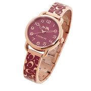 Coach Watch 14502375- Delancey Signature Bangle Round Bordeaux Dial Ladies Watch