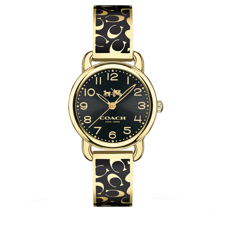 Coach Watch 14502374- Delancey Signature Bangle Round Black Dial Ladies Watch