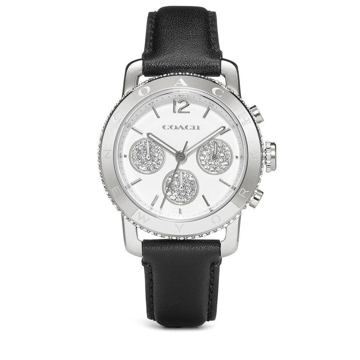 Coach Watch 14501972- Legacy Black Leather with Crystal Multi-Dial Ladies Watch