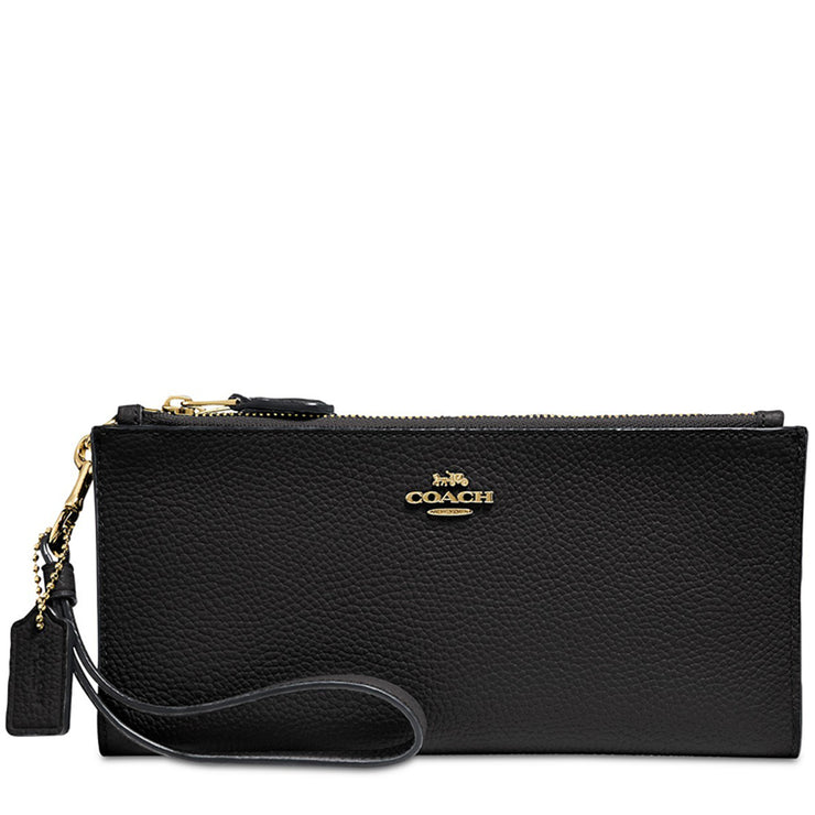 Coach 27495 Double Zip Wallet Wristlet- Black