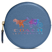 Coach 88766 Round Coin Case With Rexy and Carriage- Stone Blue
