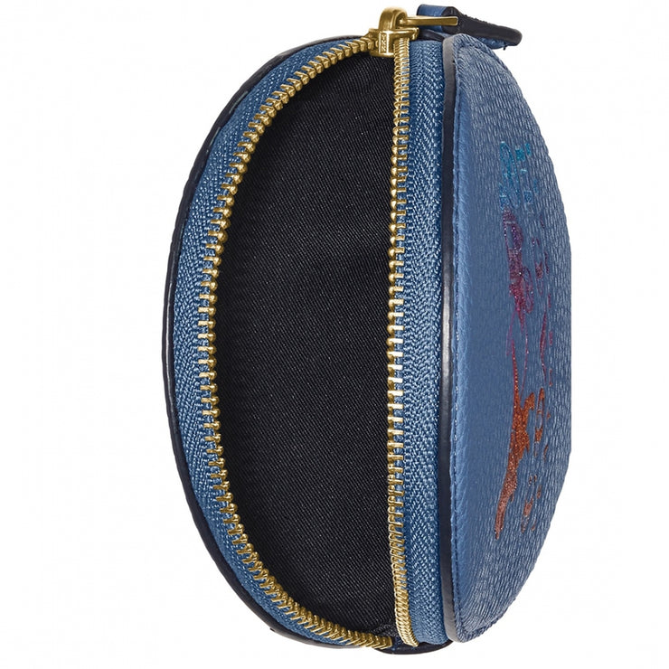 Coach 88766 Round Coin Case With Rexy and Carriage- Stone Blue