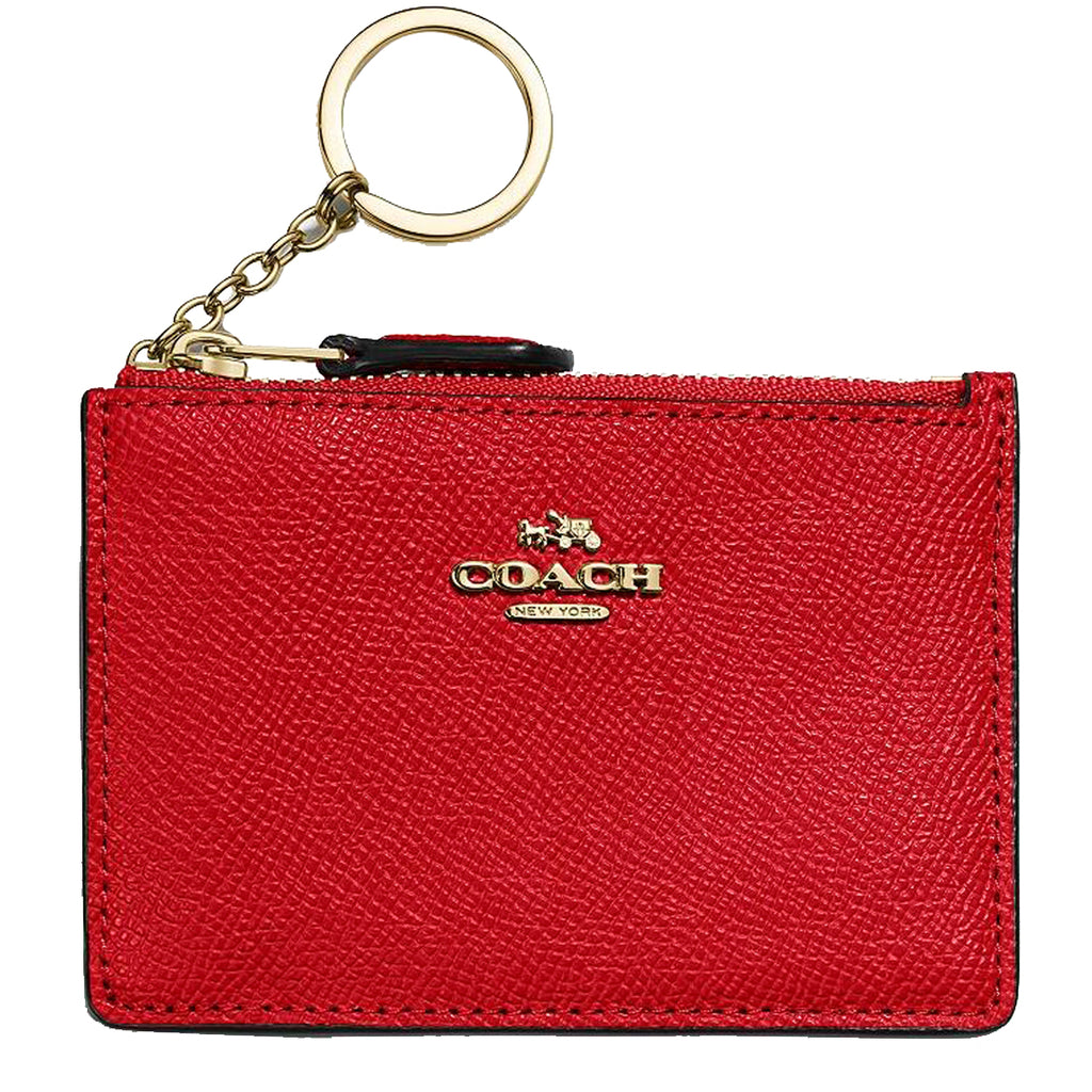 Coach Mini Skinny ID Case in Brass/ Electric Red 57841