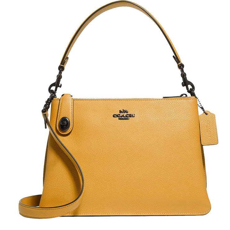 Coach Pebbled Leather Double Zip Shoulder Bag