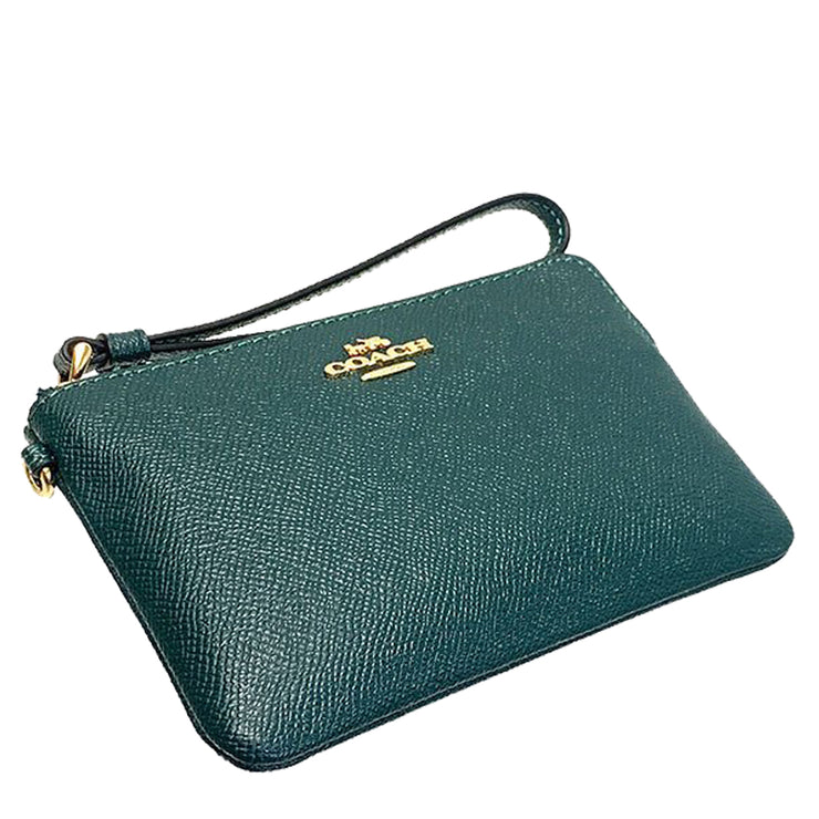 Coach Boxed Corner Zip Wristlet in Forest Green C6878