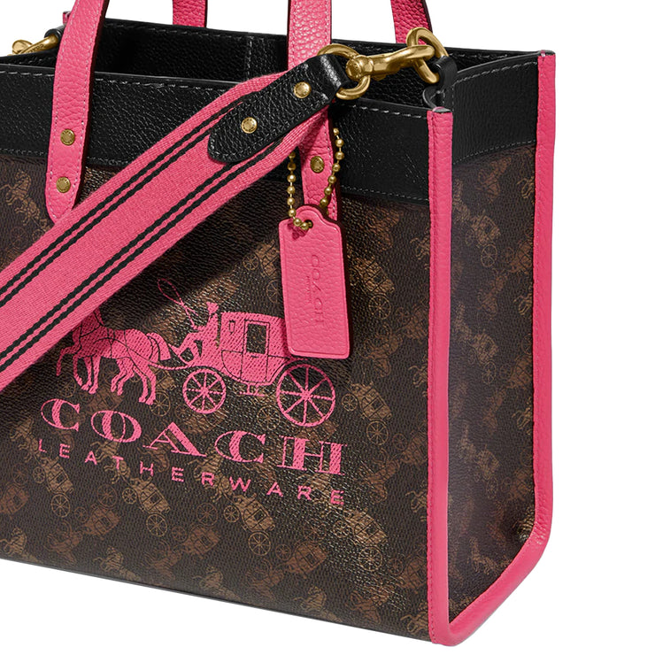 Coach Field Tote Bag 22 with Horse and Carriage Print and Carriage Badge C8456