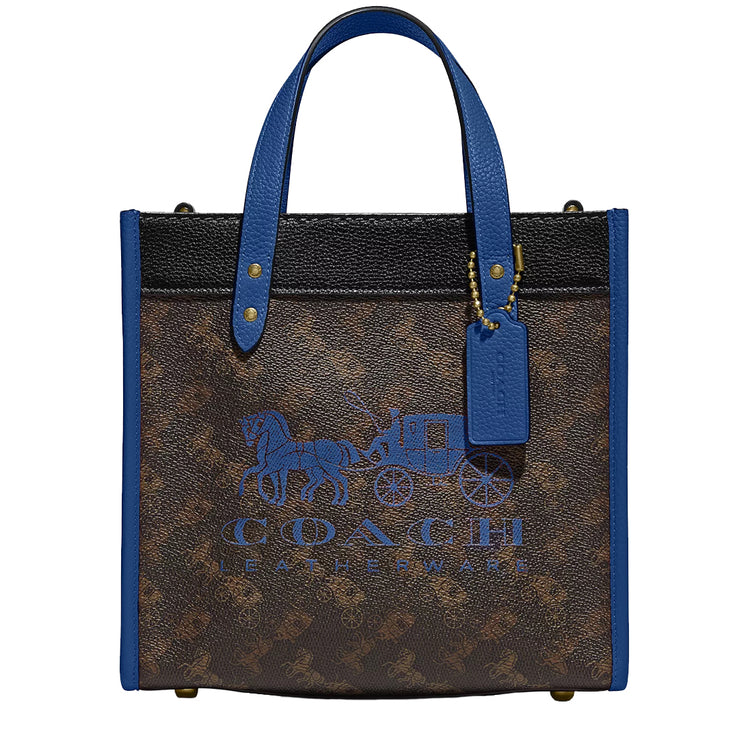 Coach Field Tote Bag 22 with Horse and Carriage Print and Carriage Badge 