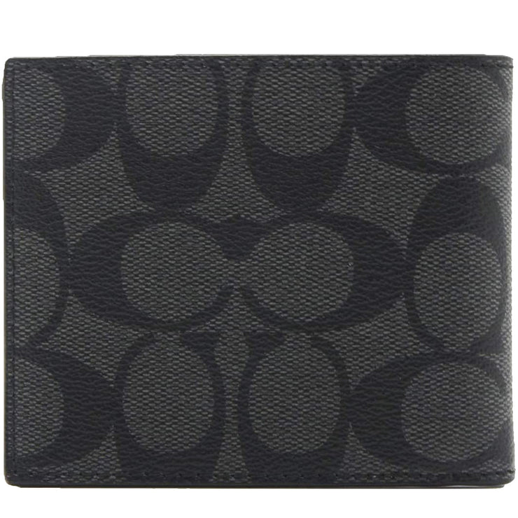 Coach ID Billfold Wallet in Signature Canvas in Charcoal/ Black 66551
