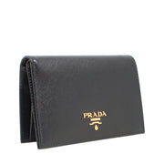 Prada Saffiano Leather French Wallet with Inner Flap- Black