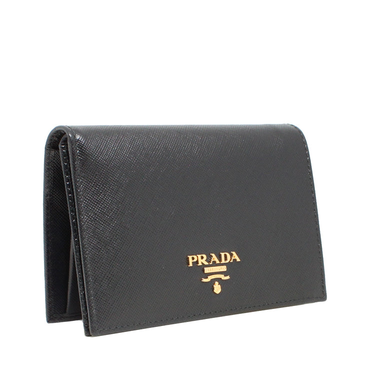Prada Saffiano Leather French Wallet with Inner Flap- Black
