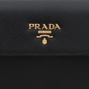 Prada 1M0170 Saffiano Leather French Wallet with Fold-Over Clasp- Hibiscus