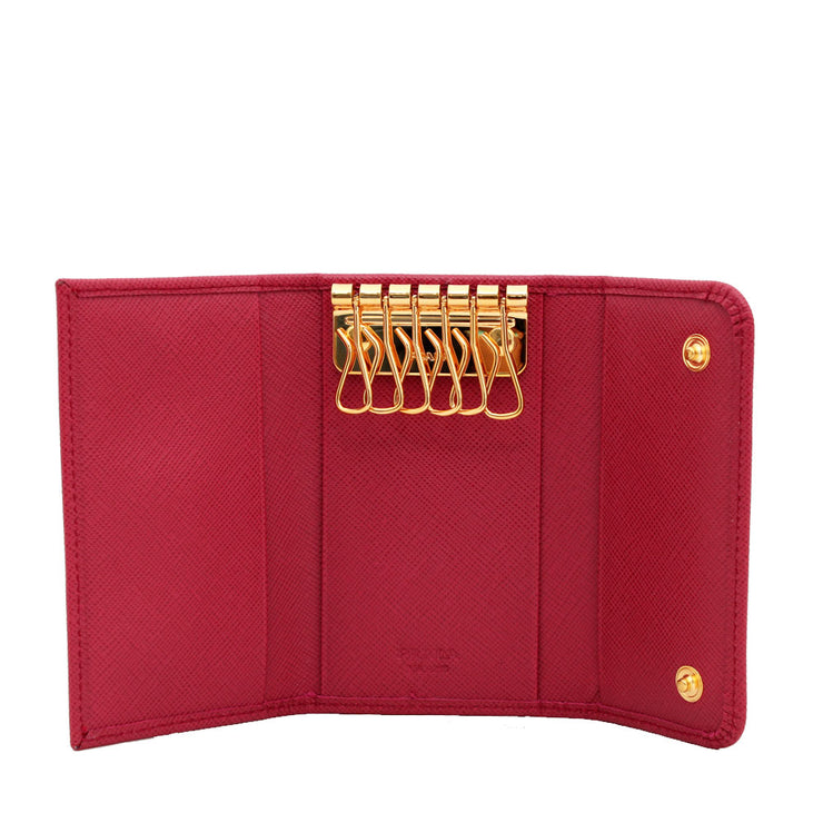 Prada Saffiano Leather Keycase- Hibiscus