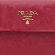 Prada Saffiano Leather French Wallet with Two Snap Closures- Hibiscus