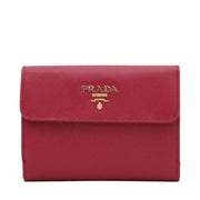 Prada Saffiano Leather French Wallet with Two Snap Closures- Hibiscus