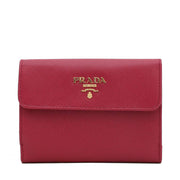 Prada Saffiano Leather French Wallet with Two Snap Closures- Hibiscus