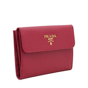 Prada Saffiano Leather French Wallet with Two Snap Closures- Hibiscus