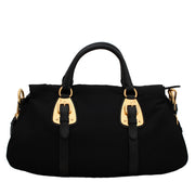 Prada BN1903 Tessuto Nylon Top Handle Convertible Bag- Black